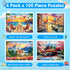 Ciavotie 100 4-6 6-8 4 Packs Piece Puzzle World Famous Landscapes Jigsaw Puzzles Large Piece Puzzles for Adult Seniors