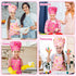 GROBRO7 4Pcs Set 2 Kids Apron and Chef Hat Gift for Girls Boys, Cookie Cupcake Candy Prints Kitchen Pretend Play Child