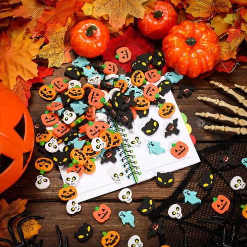 150 Pcs Mini Halloween Erasers Assortment Pumpkin Ghost Bat for Kids Trick or Treat Party Favors