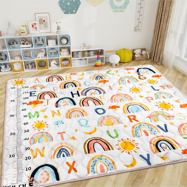 Mfmiudole Baby Gyms Playmats for Playpen, 71"59" Boho Rainbow Play Mat for Playpen