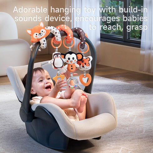 TUMAMA KIDS 0 3 6 9 12 TUMAMA Black and White Baby Stroller Arch Toys, Removable Spiral Hanging Rattle Toys, High