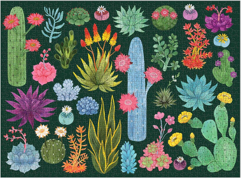 Galison Desert Flora Puzzle - 1000 Pieces, 27” x 20” - Featuring 20 Shaped Puzzle Pieces and Colorful Illustration