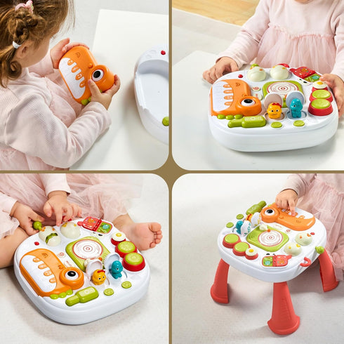 eJog Pup Baby Activity Table Learning & Fun, Baby DJ Table for Sitting Play, Keyboard Musical Toy and Detachable Red
