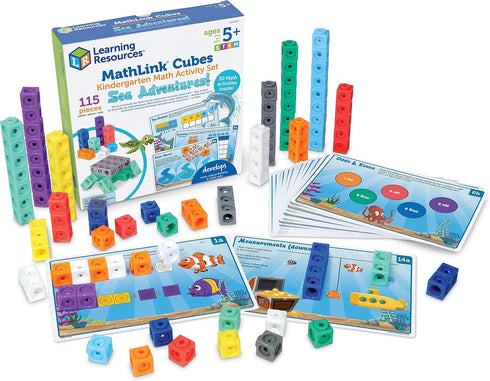 MathLink Cubes Kindergarten Math Activity Set, Sea Adventures!, 115 Pieces, PreK Manipulatives, Age 5+