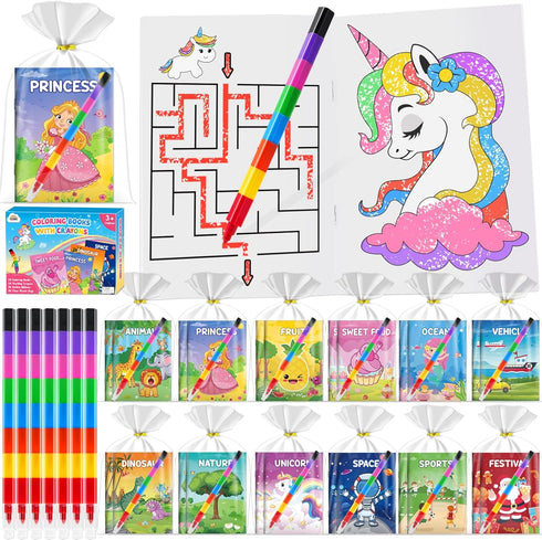 ZMLM 16 Pack Coloring Books for Kids with Crayons,Graduation Party Favors for
