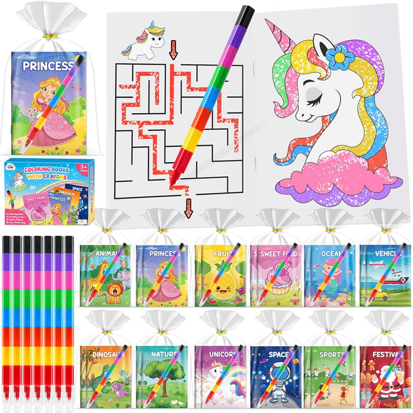 ZMLM 16 Pack Coloring Books for Kids with Crayons,Graduation Party Favors for