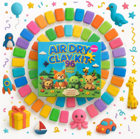 domqo 96 3+ Air Dry Clay Kit Colors for Kids, Lightweight and Non-Sticky Modeling Clay with Sculpting Tools and Storage