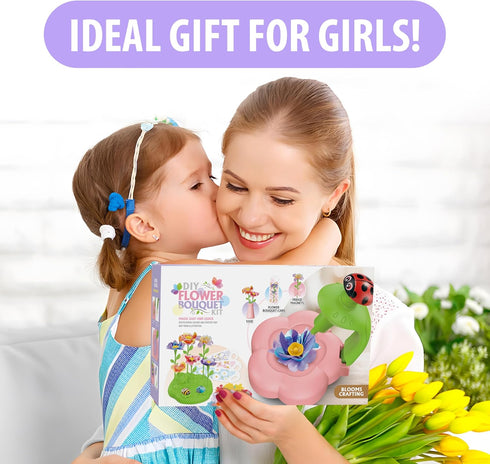 Wiyeang 6-12,Birthday 6 7 8 9 10 11 DIY Fabric Flower Bouquet Kit for Girls,Arts and Crafts for Kids Ages Gifts Ideas