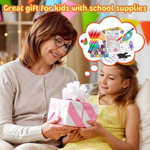 96Pcs Set 4-8-12 BenLouis Kids Party Favors Mini Coloring Books Crayon Slap Bracelets Stickers Bulk for Kids Classroom