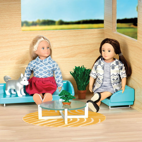 Lori Living Room Set for Mini Dolls - Furniture for 6-inch Dolls with Couch, Table & Rug