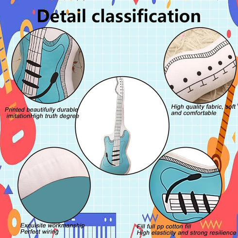 zxmbeddings 23.6" Guitar Plush Stuffed Guitar Throw Pillow Instrument Toy Gift for Kids,Blue