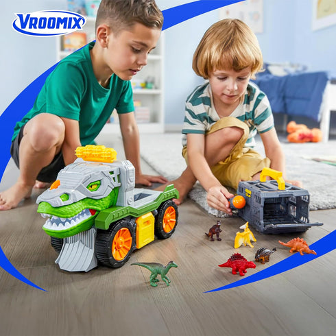 3-5, 2 6 3 4 5+ JOVA Vroomix Dinosaur Toys for Kids Dinosaur Carrier Truck with Pcs Cars and Pcs Figures for Toddlers