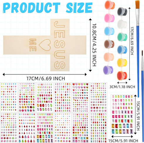 37 24 Pack 12 1 Set PullCrease Pcs Christian Easter Crafts for Kids Religious DIY Wooden Crosses Craft Kit Sunday