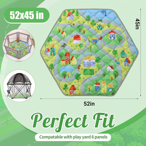 52x45 HOMBYS Hexagon Playpen Mat, Thicken Soft Playpen Mat Fits Hexagon Portable Play Yard & Playpen, Washable Baby