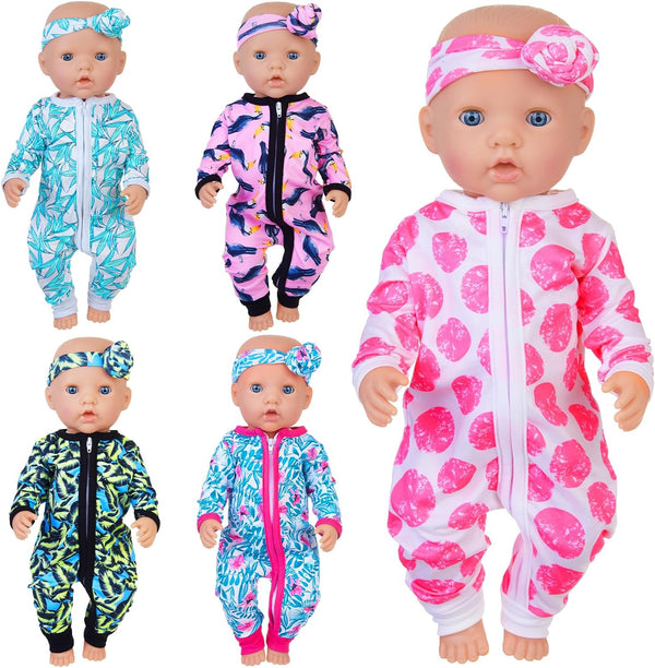 Unicorn Element 5 Sets Baby Doll Clothes for 14-18 Inch Dolls, Casual Wear for 17 Inch Baby Doll, 10 Pcs Clothes