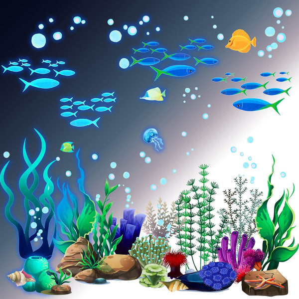 Zonon Under The Sea Wall Decals, Ocean Stickers, Coral Reef and Seaweed Underwater Decor for Nursery Living Room Office
