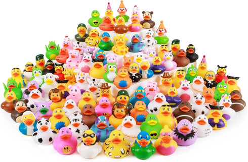 100 Pack 2.3 Inch (50 XY-WQ Rubber Duck for Jeeps Ducking - Bulk Floater Duck for Kids - Baby Bath Toy Assortment