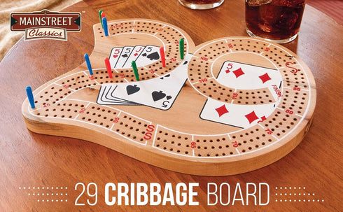 Mainstreet Classics Wooden Cribbage Board Game Set "29"