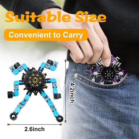 Szcuelz 36PC Easter Basket Stuffers Transformable Fidget Spinner for Kids,Deformable Chain DIY Robot Spinner Sensory