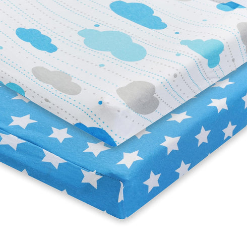 2 Pack 100% EVERYDAY KIDS Baby Changing Pad Covers for Baby Boy Fits Most Changing Table Pads; Cotton Jersey Knit