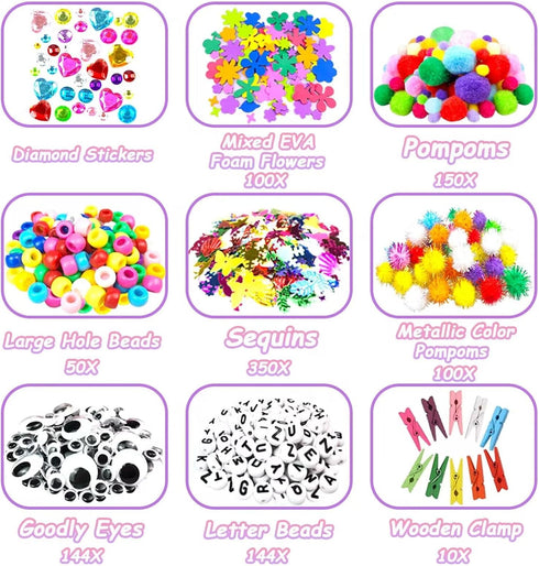 2000 Pcs DIY Arts and Crafts Supplies Kit for Kids, All in 1 Crafting Collage Activity for Toddlers Age 5-9