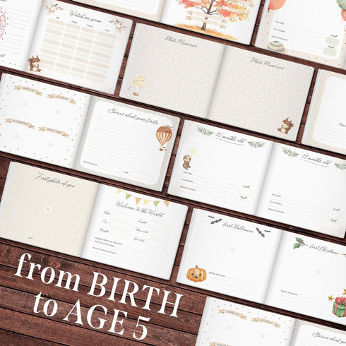 Little Keepsakes by YASHVEDH 5 24 Album 5, Baby Book Keepsake for New Born First Years, Baby Memory Book with Monthly