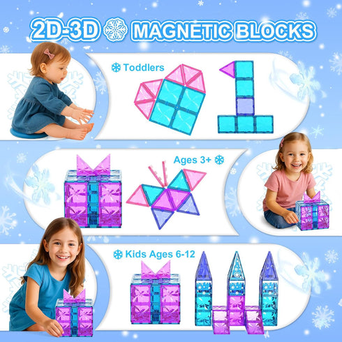 102 3 4 5 6 7 8+ Paaxido Magnetic Tiles, Pieces Diamond Magnetic Building Blocks for Girls, Princess Castle Kids Magnet