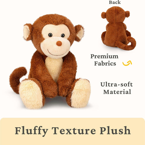 Toys,12.5" IKASA Monkey Stuffed Animals Plush Cute Plushie Soft Cuddly Plushy Fluffy Toy,Gifts for Family Kids Children