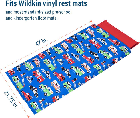 Wildkin Kids Cotton Nap Mat Cover - Soft, Durable with Sewn-in Flap, Fits 1.5" Vinyl Sleep Mats - Heroes