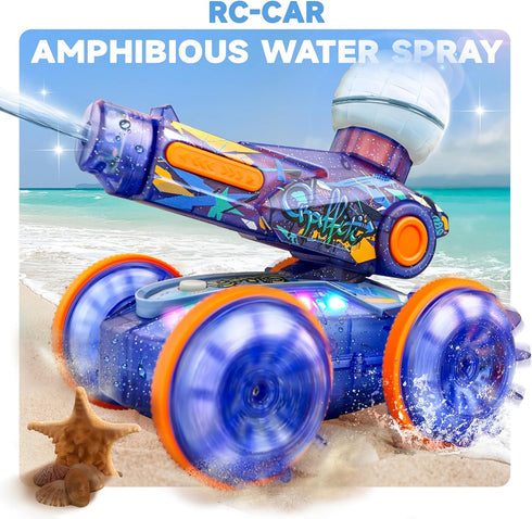 6-8, 8-12, BEZGAR Pool Toys for Kids, Amphibious Remote Control Car Toys for Ages RC Stunt Car with Water Gun for Boys
