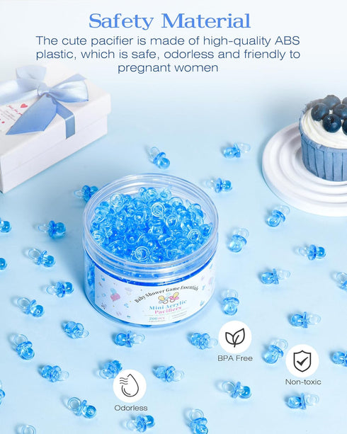 200 0.86'' Pcs Mini Pacifiers Baby Shower Games, Acrylic Pacifiers in Clear Jar, Chupones para Baby Shower Pacifier