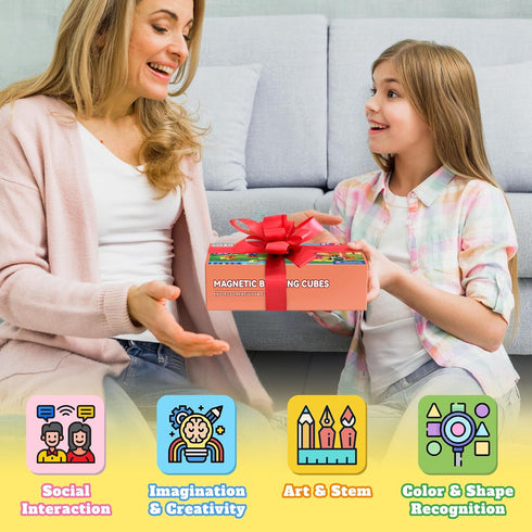 65 Set, 1" 3 4 5 6 7 8 PCS Magnetic Blocks Magnet Building Blocks with Toy Eyes and Storage Bag for Kids Gifts, STEM