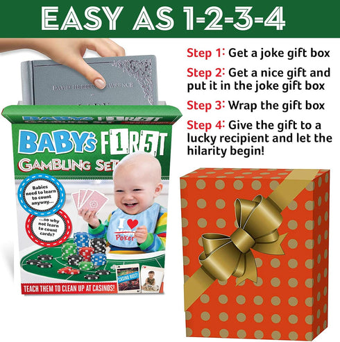 Prank Gift Box - Baby's First Gambling Kit, Perfect Gag Gift and Funny White Elephant Idea