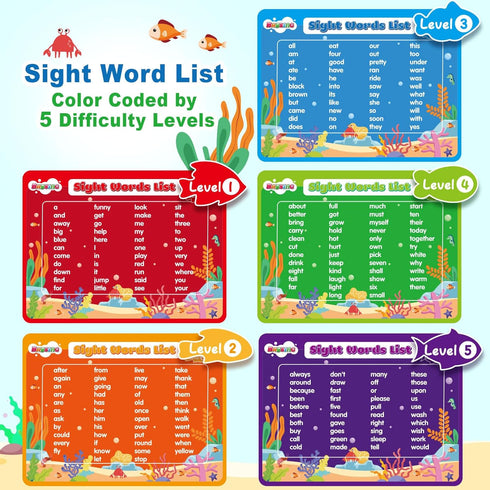 Wooden Magnetic Sight Word Fishing Game - Alphabet Puzzle for Toddlers Age 3-6 - Educational Homeschool Toy