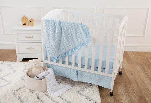3-Piece Set, American Baby Company Heavenly Soft Minky Dot Mini/Portable Crib Bedding Blue, for Boys and Girls