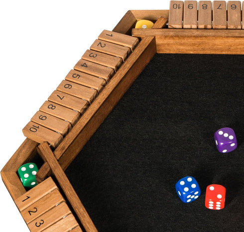 1-6 24 BIVOMON Players Shut The Box Dice Game, Wooden Board Table Math Game for Kids Adult with Dice, Close The Box