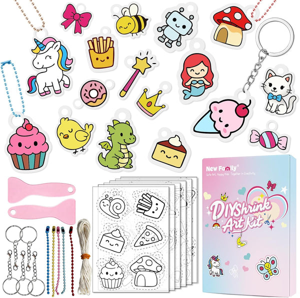 NewFamily Shrink Art Kit for Kids Unicorn & Magical & Pre-Cut Shaped
