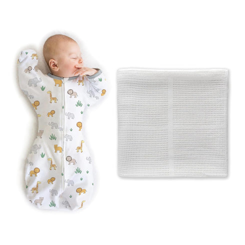Amazing Baby Gift Set, On Safari and Sterling, 3-6 Mo Transitional Swaddle
