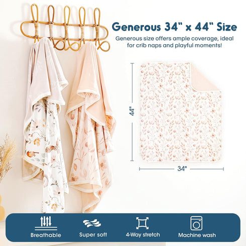 34 44 GRSSDER Super Soft Jersey Knit Swaddle Blanket for Baby Girls, Double Layer Reversible Receiving Blanket x Extra