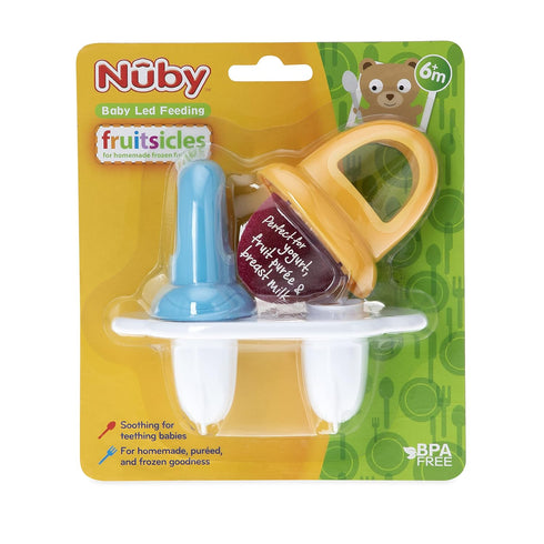Nuby Garden Fresh Fruitsicle Pop Tray, 2pc - Aqua/Yellow