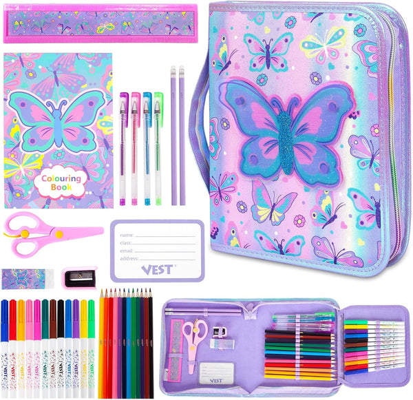 YOYTOO Washable Markers Set with Glitter Pencil Case, Art Supplies for Kids Ages