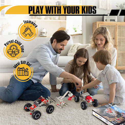 Volico 6-in-1 8-12 5-7, 6-8, 8-10 STEM Kit - Engineering Metal Truck, Airplane and Sports Car Excavator Toy for Boys