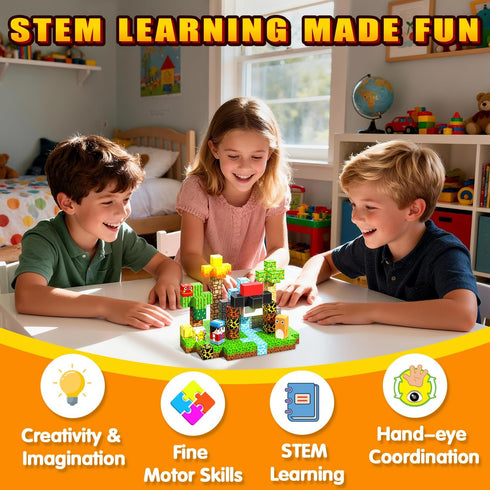 208PCS 3+, Light Up Magnetic Blocks, Magnetic Building Blocks Light Up, Stacking Magnets for Kids, Sensory Toy for STEM