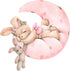 Mamarons Pink Bunny Nursery Wall Decals-Baby Girl Room Rabbit Wall Decor, Animal Stickers for Kids Playroom, Toddler