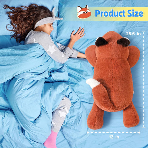 25.6 inch 5 lbs PEACH CAT Fox Weighted Stuffed Animals Large Weighted Plush Soft Plushies Toys Body Pillow Gifts