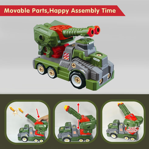 11inches 3-10 Large Take Apart Trucks Army Toys for Boys Girls Kids Year Old Missile Vehicles Anti Aircraft Trucks Toys