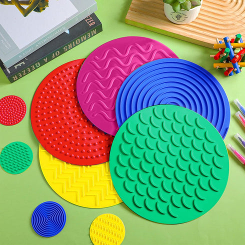 10 Lenwen Pcs Sensory Mat Discs Sensory Stepping Circles Pads Textured Tactile Toys Stimulation for Calming Play
