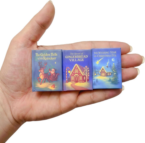 EKKZ 3-Piece 1:6 Scale Miniature Holiday Book Set - Openable Christmas Eve &