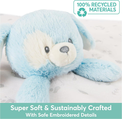 GUND Baby Sustainably Soft Puppy Lovey, Stuffed Animal Plush Blanket from 100% Recycled Materials, Blue/Cream, 10”