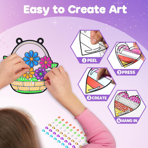 5PCS 4 5 6 7 8 9 ZIZZ Diamond Painting Suncatcher Kits for Kids: Easter Basket Stuffers for Kids, Birthday Gifts